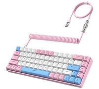 YINDIAO T8 60% Gaming Keyboard,68 Keys Compact Mini Wired Mechanical Keyboard with 18 Chroma RGB Backlit,Blue Switch,USB C Coiled Keyboard Cable,for PC,Laptop,Mac,PS4,XBOX-Pink