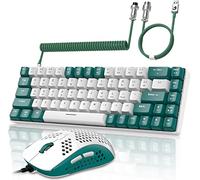 YINDIAO T8 60% RGB Gaming Keyboard and Mouse Combos+Coiled USB C Cable,Wired Mechanical Keyboard,68 Keys TKL Compact Mini Layout,Honeycomb RGB Gaming Mouse,Up to 6400DPI,for PC MAC PS5 Xbox,Green