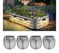 YINDUZ Raised Garden Bed Solar Lights Magnetic, IPX4 Waterproof Solar Lights Outdoor Dusk to Dawn, Solar Powered Garden Lights for Planter Raised Beds, 4 Pack