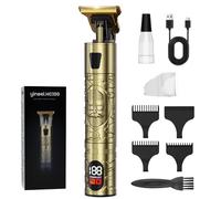 Yineel HC100 Beard Trimmer, Hair Clippers Men, Cordless Hair Trimmer, Type-C Fast Charge, Professional Beard Grooming Set, T-Blade Zero Gap & LCD Display, Electric Shaver, Gifts for Men (Gold)