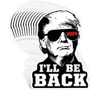 YINENA 100 Pcs I'll Be Back Stickers Funny Trump Sticker Trump 2024 Sticker Trump Funny Decal Trump Accessories Campaign Parody Sticker for Car Motorcycle Helmets Laptop Windshield Bumper Decor 2x3 In