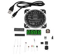 YINETTECH 1 Set DIY Rotating Digital LED Display Module Alarm Electronic Digital Clock Kit 51 SCM Learning Board Soldering Practice DIY Timer Kit for Home School Office, Green