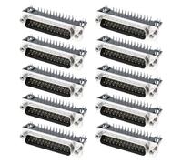 YINETTECH 10 Pack DB25 25 Pin 90 Degree D Sub Male PCB Right Angle Solder Connector 100V 3A for Printed Circuit Boards