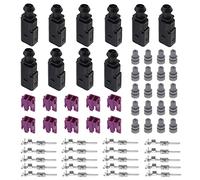 YINETTECH 10 Set Male 2 Pin Connector Wired Plug Socket Harness Repair Kit 1J0973802 Waterproof Compatible with VW Skoda