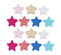 YINETTECH 100PCS Wood Beads Wooden Loose Beads Star Wooden Beads Multicolour Star Shape Wood Beads for DIY Jewelry Craft Making Room Hanging Decorations