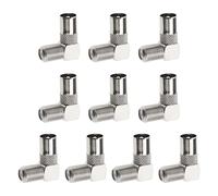 YINETTECH 10Pcs TV Aerial Coaxial Female to Male Right Angle Adaptor 90 Degree Right Angle Adaptor Connector Accessories for Receivers TV Set-top Boxes Radios