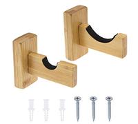 YINETTECH 2 Pack Baseball Bat Bracket Holder Display Rack with Screw Accessories Kit Hidden Screws Design Wall Mount Horizontal Showing Hanger Brown