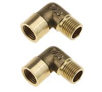 YINETTECH 2Pcs Air Line Right Angle Connector, 1/4 BSP Male to Female, for Air Water Oil Pipe Hydraulic Compressors - Brass