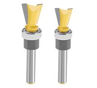 YINETTECH 2PCS Dovetail Router Bits 1/4 Inch Shank Dovetail Joint Router Bit with Bearing Woodworking Milling Cutter Tools for Plywoods Hardwoods Softwoods MDF