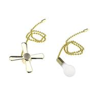 YINETTECH 2pcs Metal Beaded Pull Chain Ball 30CM Chain Extension with Mini Fan Bulb Pendant For Ceiling Fans Lights Gold