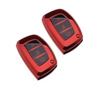 YINETTECH 2x Car Key Cover Finish TPU 3 Button Car Key Fob Cover Case Shell Drop-proof Gloss Red Compatible with Hyundai Kia IX20 / IX30 / IX35 / IX45 / IX55 / I40 / Tucson/Santa Fe
