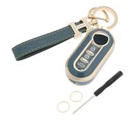 YINETTECH 3 Button Remote Keyless Key Fob Cover with Key Chain Kit Compatible with Fiat 500 Car Key Full Protective Cover 3 Button Car TPU Key Cover