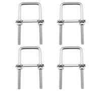 YINETTECH 4 Sets M8 Square U-Bolts 304 Stainless Steel U Clamp Bolt with Nuts and Washers 42mm Inner Width for Trailers Pipes Wood Hardware