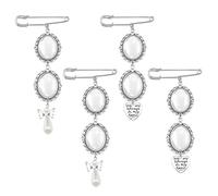 YINETTECH 4 Sets Wedding Bouquet Photo Charm DIY Brooch Making Kit Lacy Frame Oval Picture Charm with Heart-shaped or Angel-shaped Pendant Jewelry Gift for Bride
