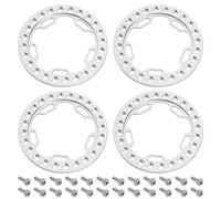 YINETTECH 4Pcs 1.9" Wheel Outer Ring Rims with Screws Wheel Beadlock Rings Replacement Compatible with TRX4 SCX10 90046 D90 90048 for 1:10 RC Crawler Axial Silver
