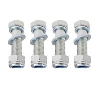 YINETTECH 4PCS Tow Bar Bolts M16 x 60mm with Nut Spring Washer Flat Washer for Use with Standard Flange Tow Bar Tow Hook Bolts Silver
