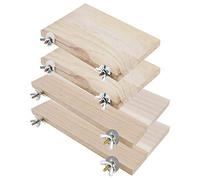YINETTECH 4x Hamster Chinchilla Wood Springboards Wooden Rectangle Pet Stand Board Platform with Screw Nut Washer for Small Animal Pet Toy