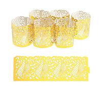 YINETTECH 50Pcs Tea Light Candle Holders Lampshade LED Electronic Candle Light Holders Laser Hollow Paper for Votive Centerpieces Wedding Birthday Party Baby Shower Golden