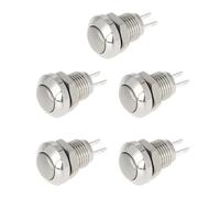YINETTECH 5Pcs 2-Pin 8mm Momentary Push Button Switch Waterproof 0.5A 250VAC for Relay Electromagnetic Starter
