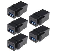 YINETTECH 5PCS USB 3.0 Keystone Adapter Female to Female USB 3.0 A Keystone Jack Insert Coupler Adapter for Wall Plate Patch Panel Surface Box Black