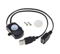 YINETTECH PIR Motion Sensor Switch DC 5V-24V 4A Occupancy Sensor Switch for LED Lighting PIR Infrared Motion Sensor Detector Automatic Switch LED Strip USB Interface Black