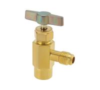 YINETTECH R600a Refrigerant Valve Bottle Opener Brass 7/16" Female Thread to 1/4" SAE Male Thread Self-Sealing Can Tap Adapter for Air Conditioning Refrigerant