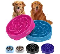 YINEYA Slow Feeder Dog Bowl Interactive Bloat Stop Fun Alternative Non Slip Dog Slow Food Feeding Pet Bowl Slow Eating(Rose Red, Dark Blue