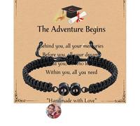 YINFEIAI Custom Personalized Photo Projection Bracelet, Unique Memorial Keepsake for Women Men, the Gift for Couples Dogs, Ideal for Mother's Day Birthday Christmas(Adventure Begins-Black-2 eyes)