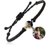 YINFEIAI Personalized Photo Projection Bracelets - cumtom with Your Favorite Picture - Anniversary Memorial Gifts for Everyone: Women, Men, Family, Couples, Friends, Dogs, and Cats. (White-Black)