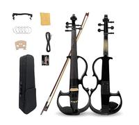 Yinfente 16inch Silent Electric Viola Solid Wood 5 String With Ebony Fittings Hard Case Brazilwood Bow AUX Cable Cleaning Cloth Extra Strings Shoulder Rest Black