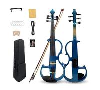 Yinfente 16inch Silent Electric Viola Solid Wood 5 String With Ebony Fittings Hard Case Brazilwood Bow AUX Cable Cleaning Cloth Extra Strings Shoulder Rest Blue
