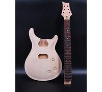 Yinfente 1set Natural Electric Guitar Kit - Mahogany Neck & Body, 22 Frets, 24.75 Inch Scale, Bird Inlay, S-S Pickup, Fixed Bridge