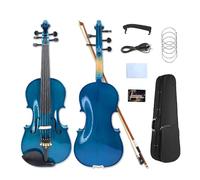 Yinfente 5 String Acoustic Electric violin Maple Spruce Wood Acoustic Violin Ebony Violin Fittings 4/4 Blue color with violin case bow (blue)