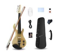 Yinfente 5 String Electric Violin 4/4 Full Size Solid Wood Beginner Violin Guitar Shape Ebony Parts With Case,Bow,Cleaning Cloth,Rosin