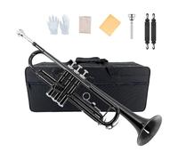 Yinfente B flat Standard Trumpet For Beginner,Advanced,Student With Hard Case,Silver plated 7C mouthpiece,White gloves,Cleaning cloth (Black)