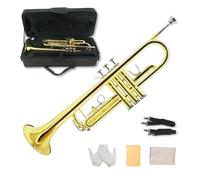 Yinfente Bb Trumpet Standard For Adults,Beginner Kit With Case Silver plated 7C Trumpet mouthpiece Cleaning Kit White Gloves Brass instruments (Golden)