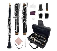 Yinfente Clarinet Clarinete for Beginner Students Clarinet with Clarinet Case, Clarinet Cleaning Kit, Clarinet Mouthpice,Cork Grease For Clarinet, Ebonite Clarinet（A key)