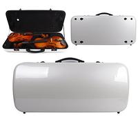 Yinfente Double Violin Case 4/4 Full Size Viola Case Carbon Fiber Violin Box 4/4 Full Size 16inch Viola Cases Protect Carry Violins Adjustable size from 15-16inch white color