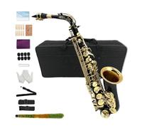 Yinfente Eb flat Saxophone With 10 Reeds,8 Pads Cushions,Hard Case and More,For Student,Beginner,Adult,Alto Saxophone,Saxophone Kit (Black-Gold)