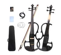 Yinfente Electric Viola 16 Inch Solid Wood - Ebony Fingerboard, Chin, Pegs, Bow - Silent Black for Professionals or Beginners