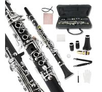 Yinfente Professional Ebonite Clarinete E Key Clarinet for Beginner Students with 2 Barrels，Hard Case ，Cleaning Kit