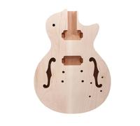 yinfente Unfinished Mahogany Electric Guitar Body Semi-Hollow with Maple Cap for DIY LP Style Guitar Project
