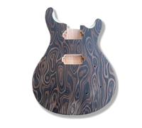Yinfente - Unfinished Solid Wood Electric Guitar Body HH Pickup Flame Maple Cheneer DIY Replacement Guitar (Mahogany)