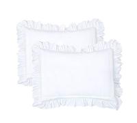 YINFUNG Ruffled Pillow Shams White Standard Set of 2 Lace Pillowcases Shabby Chic Bright Farmhouse Ruffle Victorian Country French Decorative Pretty Princess Frilly Pillow Cover Cotton Cute 20x26
