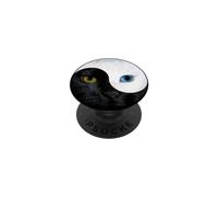Ying Yang Cat Lover Design Black and White Cat Face PopSockets Adhesive PopGrip