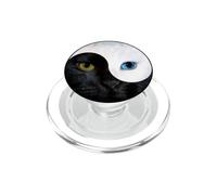 Ying Yang Cat Lover Design Black and White Cat Face PopSockets PopGrip for MagSafe
