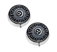 Ying Yang Diagram Print Pill Box 3 Compartment Medicine Pill Case,Portable for Pocket Or Purse Pill Organizer Decorative Metal Medicine Vitamin Organizer Unique Gift