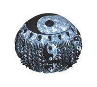 Ying Yang Diagram Print Shower Cap for Women & Men â€“ Reusable Double-Layer Bath Hair Cap with Elastic Strap L