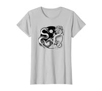 Ying Yang Dragon and Snake, Balance and Harmony T-Shirt, Women, Silver Grey, 3X-Large