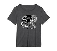 Ying Yang Dragon and Snake, Balance and Harmony T-Shirt, Women's Plus, Dark Heather Grey, 3X
